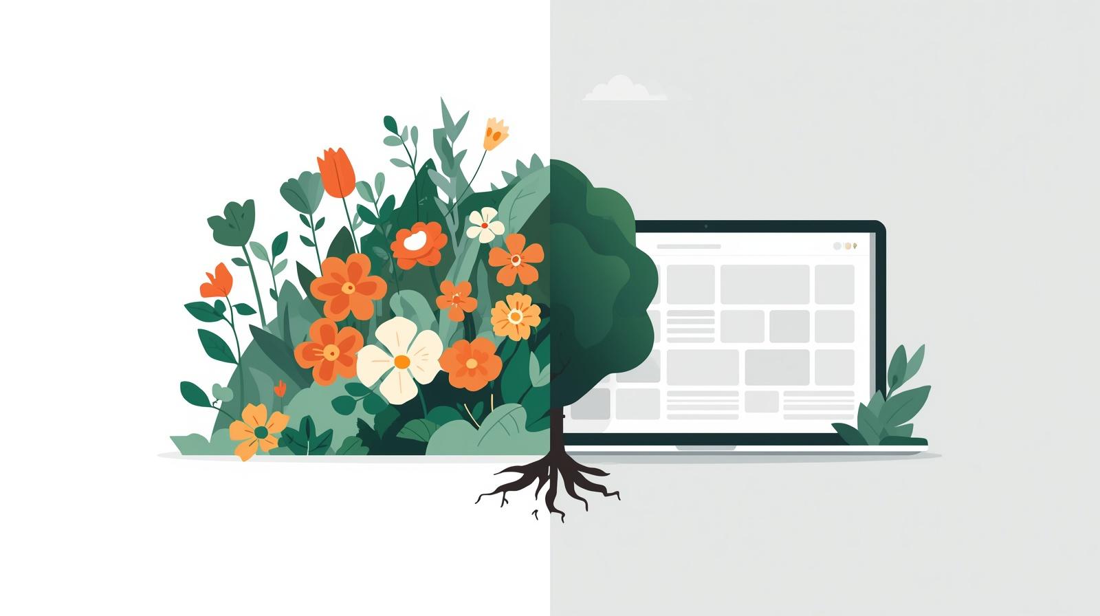 Flourishing digital growth illustration